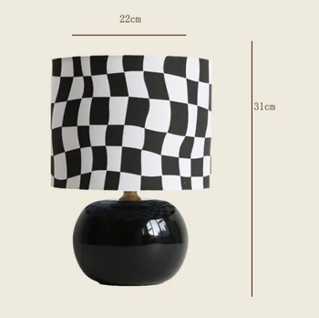 Настольная лампа в скандинавском стиле в шахматном порядке, Украшение Прикроватной Тумбочки для спальни, Многоцветная Симпатичная Лампа для гостиной