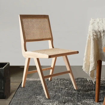 [Срочная распродажа] Набор из 2 обеденных стульев ручной работы из натуральной лозы, изготовленных на деревянной основе [США-W]