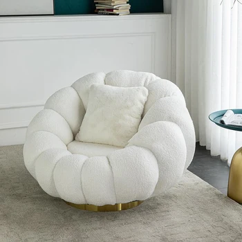 Белая одноместная расслабляющая гостиная Диван-кресла Небольшая квартира Балкон Спальня Милый легкий роскошный тыквенный ленивый стул для отдыха