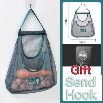 Переносные многоцелевые сумки с фруктовой сеткой, держатель для аксессуаров для хранения, Подвесная кухонная сумка для овощей, Большая кухонная дышащая