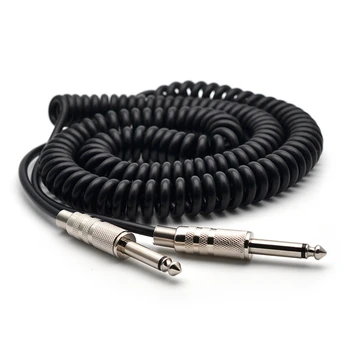 Гитарный пружинный кабель 6,35/6,5 Гитарный басовый аудиокабель, экранирующий провод 5 м для подключения звука электрогитары