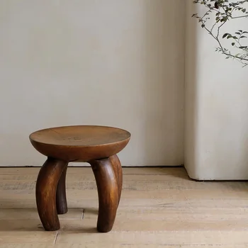 Маленький низкий табурет из массива дерева, приставной столик для гостиной, табурет для смены обуви, бытовой японский стиль