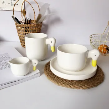 Скандинавский креативный взрывной домашний милый мультяшный утенок, керамический чайник, свежая и милая кофейная чашка, керамическая посуда