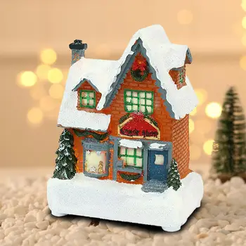 Очаровательный Рождественский декор для дома, миниатюрная модель ландшафтного дома, Очаровательный Рождественский светящийся орнамент для дома, праздничное поделка из смолы